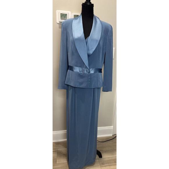 Mother-of-the-Bride Dress Oleg Cassini Blue Size 12 Formal Gown Y2K - Picture 1 of 12